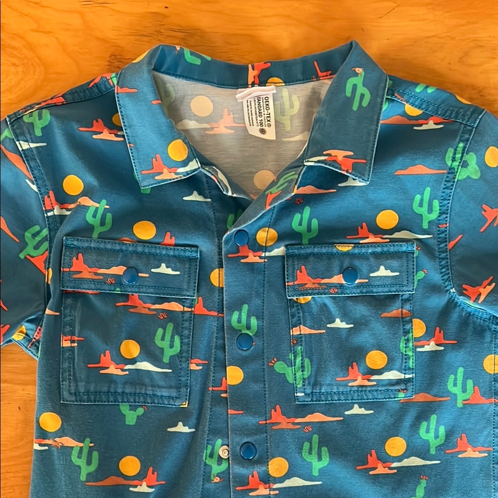 Hanna Andersson Blue & Green Camp Button-up Shirt